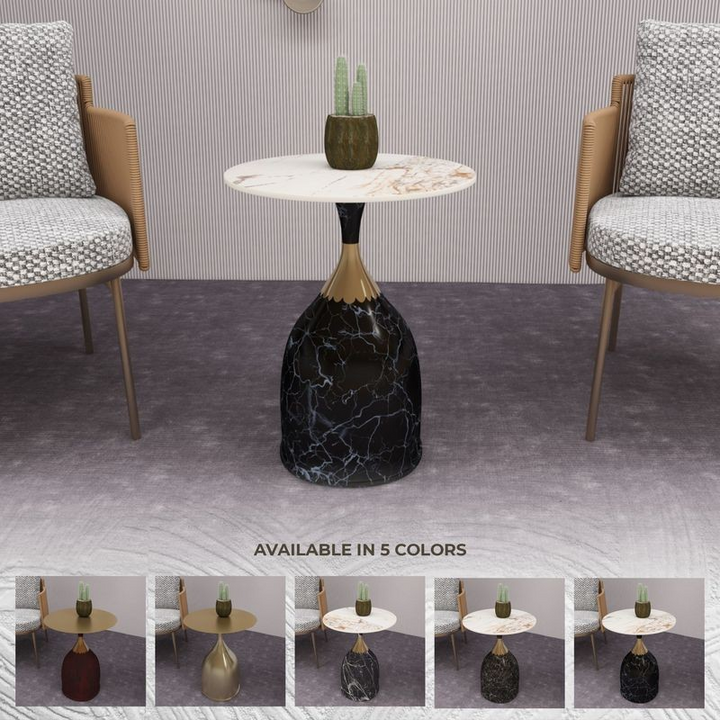 LeisureMod Oslo Collection Modern End Table in Stone Black in Room.