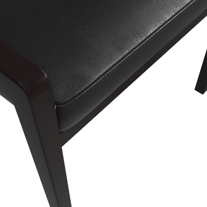 Leisuremod Ethora Collection Modern Wooden Dining Chair in Black Closeup.