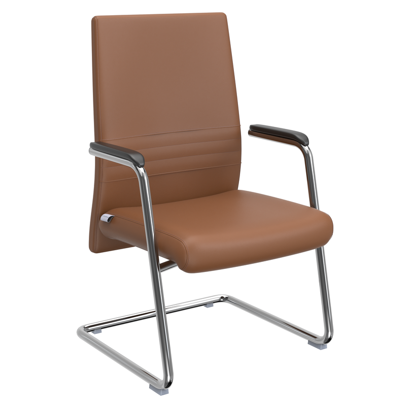 LeisureMod Aleen Series Guest Office Chair in Dark Brown Leather