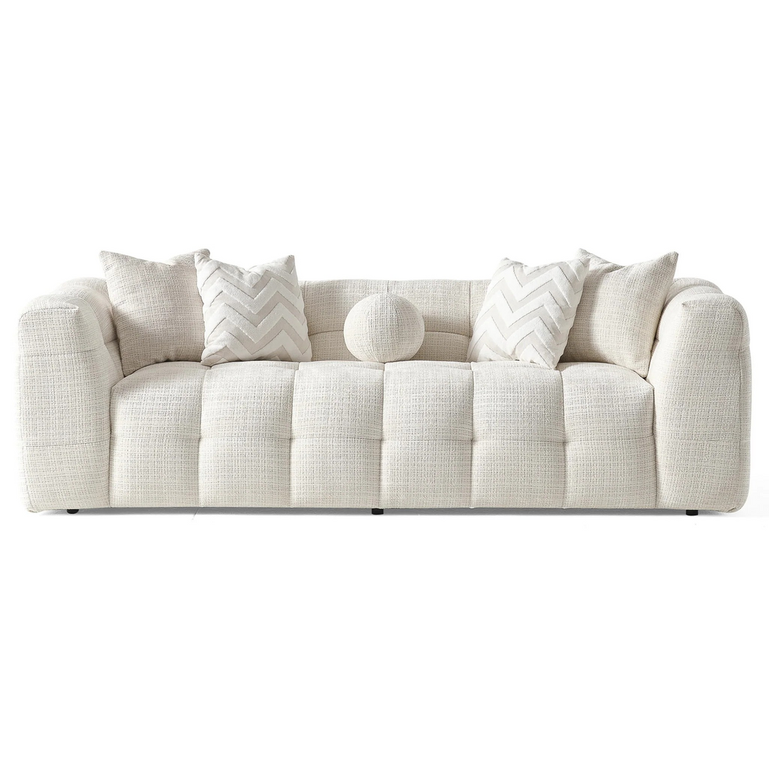 Alana Tufted Ivory Chenille Sofa