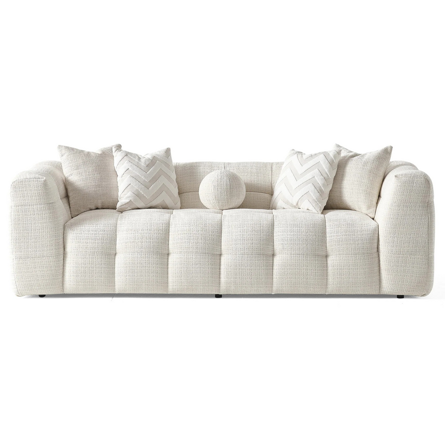 Alana Tufted Ivory Chenille Sofa