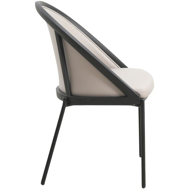 LeisureMod Urbane Collection Modern Dining Chair in Taupe Side View.