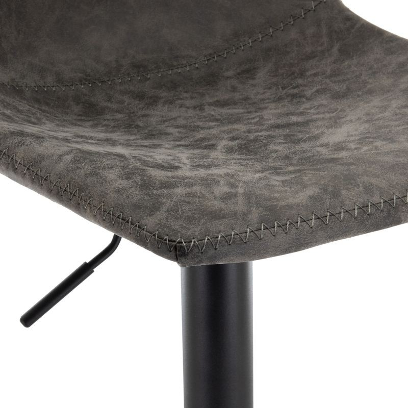 LeisureMod Tilbury Modern Adjustable Bar Stool with Footrest and 360-Degree Swivel in Grey Closeup.