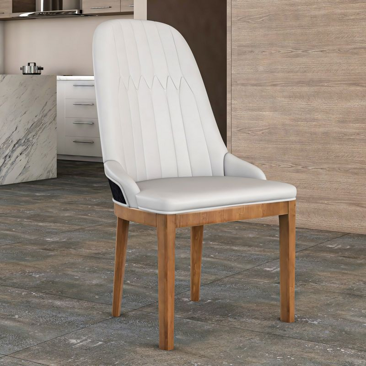 Leisuremod Verisma Collection Modern Wooden Dining Chair in Black Fabric with Light Grey Front with Background.