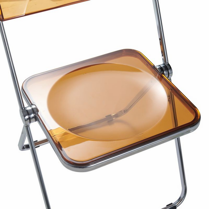LeisureMod Lawrence Acrylic Folding Chair with Metal Frame Closeup.