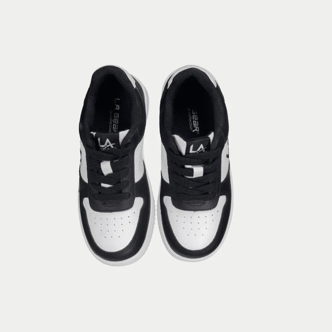 LA Gear Kids Edge Low Top Black and White Logo