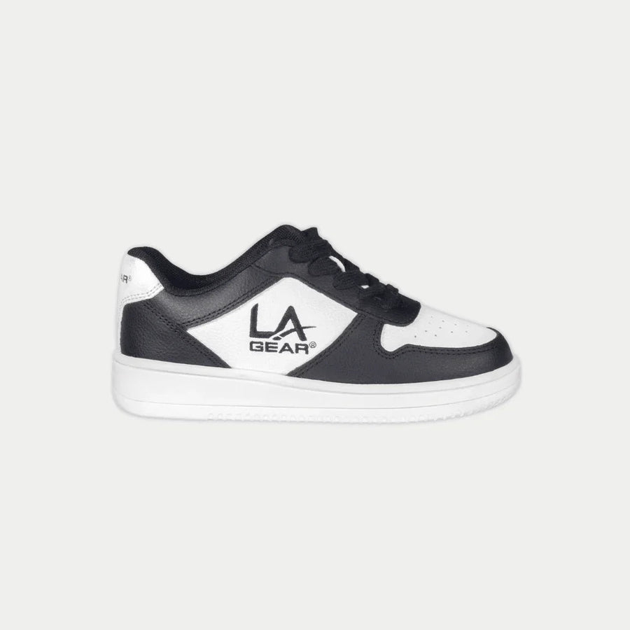 LA Gear Kids Edge Low Top Black and White Logo