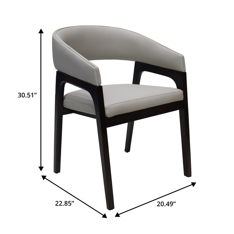 Chair with dimensions labeled on a white background.