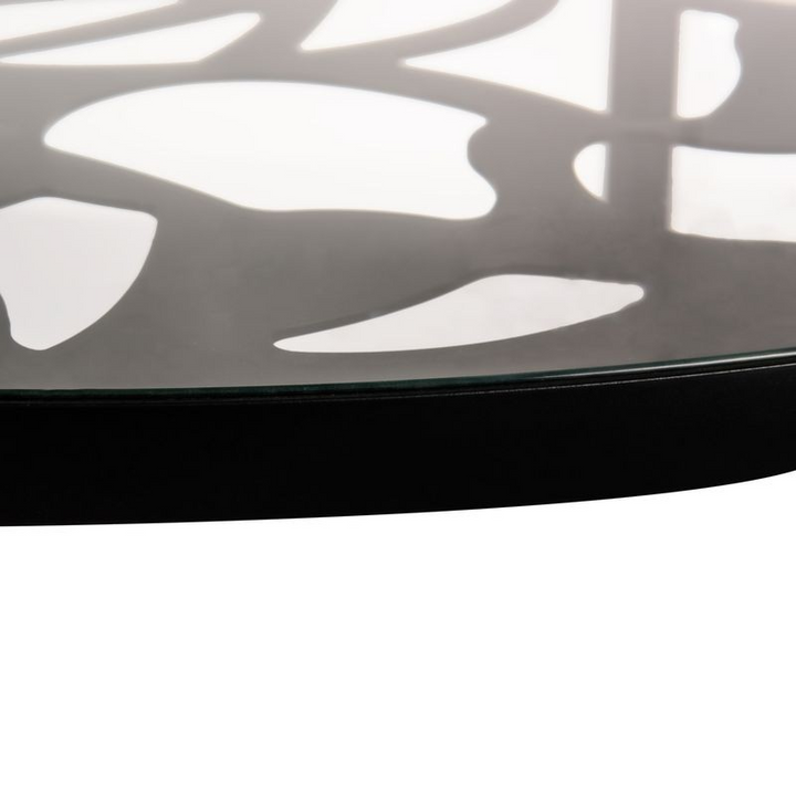 LeisureMod Devon Tree Design Glass Top Aluminum Base Indoor Outdoor Dining Table Black Zoomed.