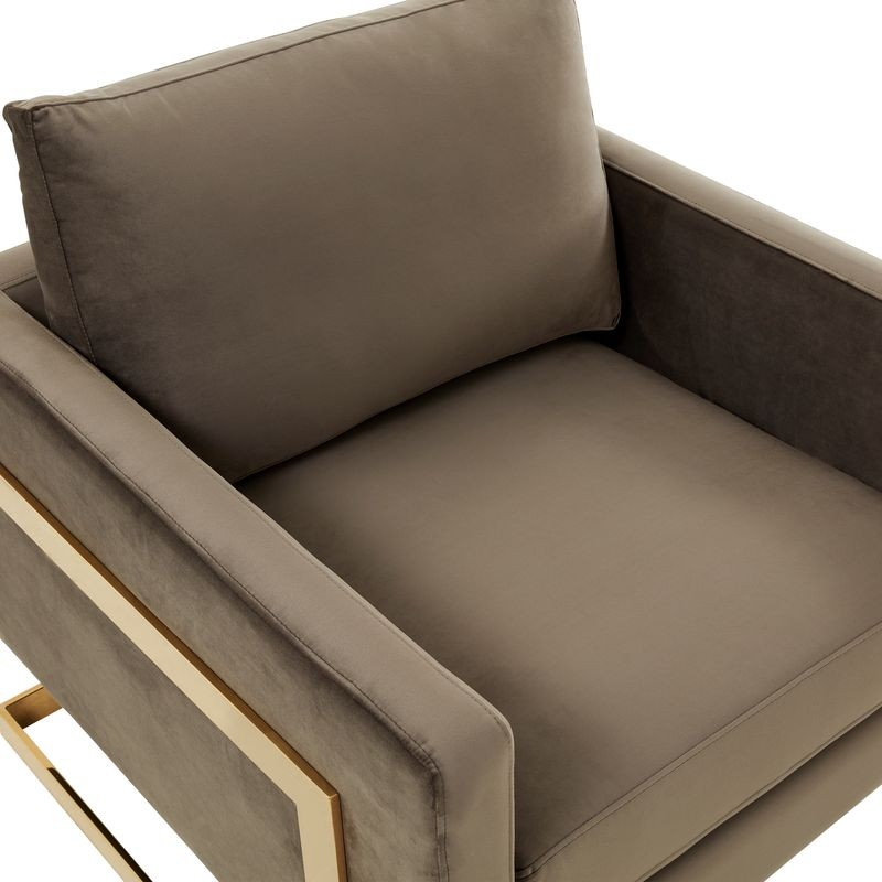 Lincoln Velvet Accent Armchair with Gold Frame Photo
