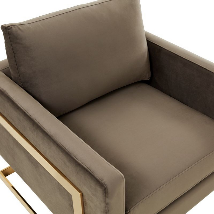 Lincoln Velvet Accent Armchair with Gold Frame Photo