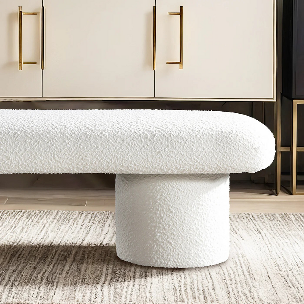 Randolph Ivory Boucle Bench Closeup.