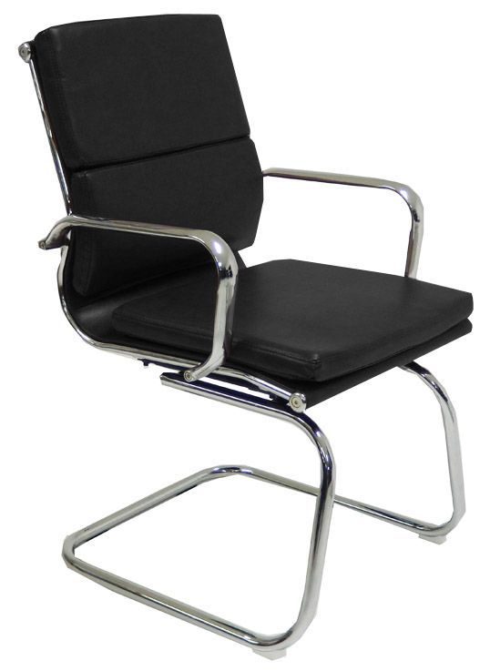 Black Leather Soft Pad Guest Chair