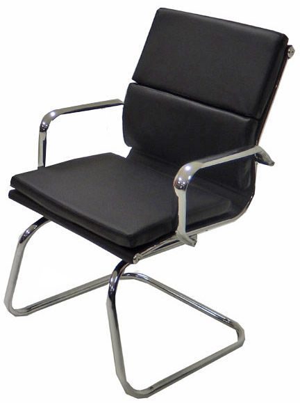 Black Leather Soft Pad Guest Chair Left Angle