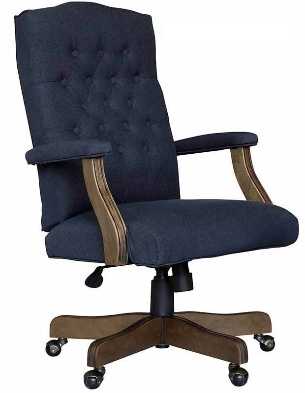 Linen Button Tufted Traditional Swivel Chair Blue