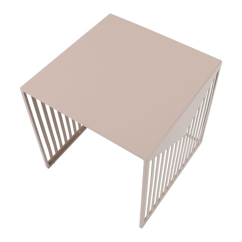 LeisureMod Cisco Modern Square Steel Side Table with Powder Coated Finish Brown Top View.