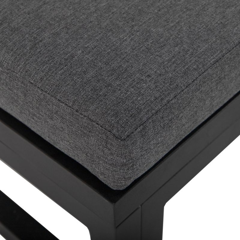LeisureMod Chelsea Convertible Lounge Reclining Double Chaise with Cushions Black Closeup.