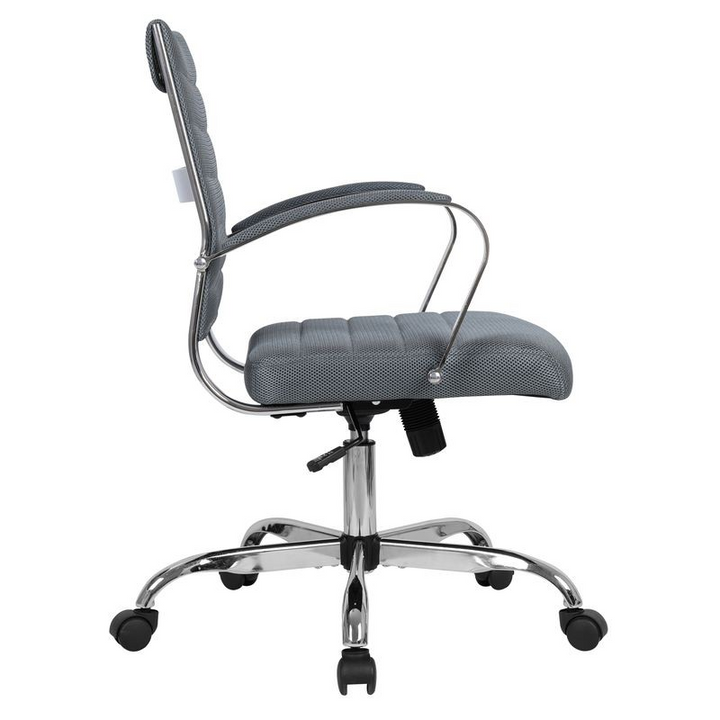 LeisureMod Benmar Home Mesh Office Chair in Grey Side View.