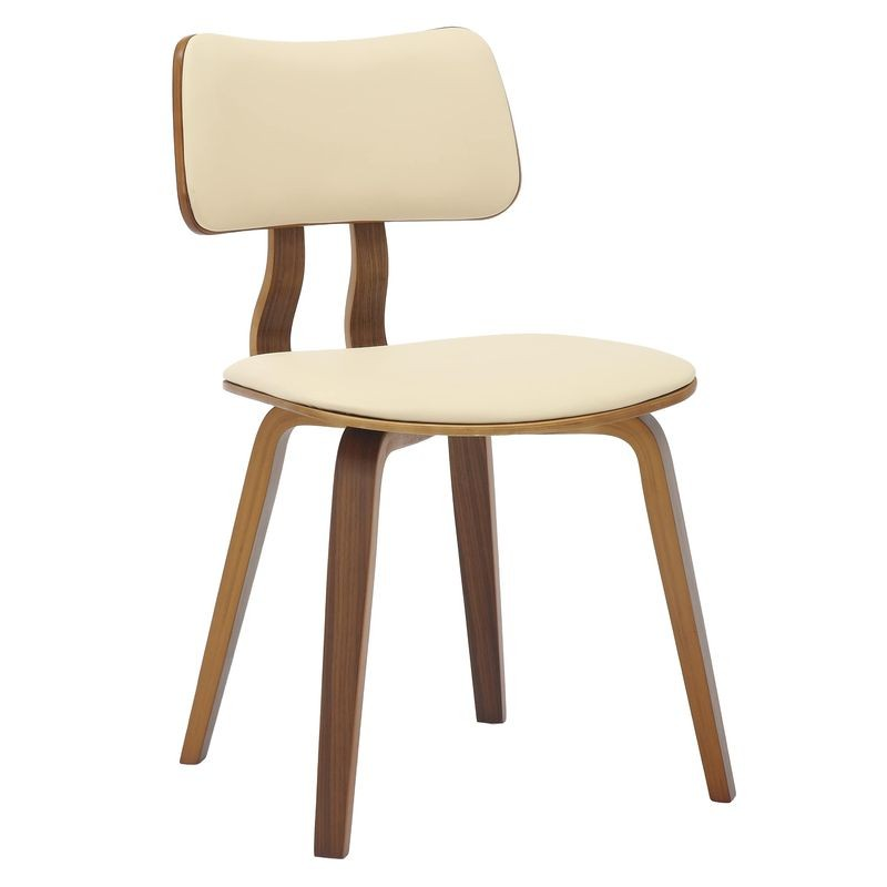 Modern Wooden Dining Chair with Walnut Color Frame in Cream in the Clivo Collection