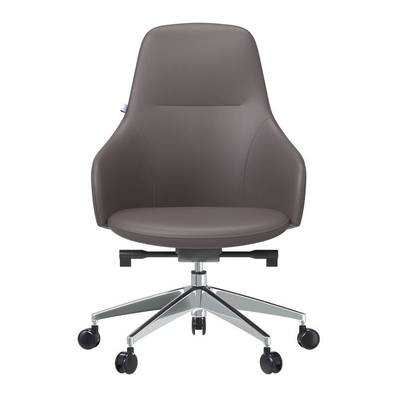 LeisureMod Celeste Series Office Chair in Grey Leather Front View.