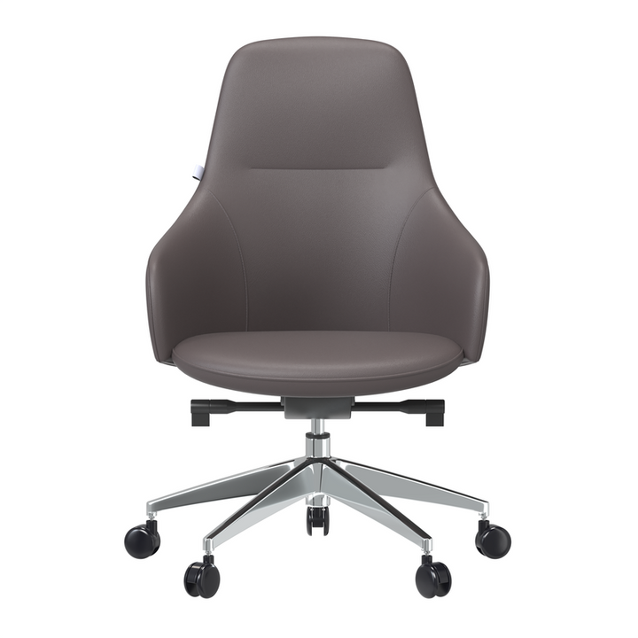 LeisureMod Celeste Series Office Chair in Grey Leather Front View.