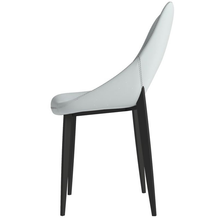 LeisureMod Amalfi Collection Modern Fabric Dining Chair in Coconut White Side View.