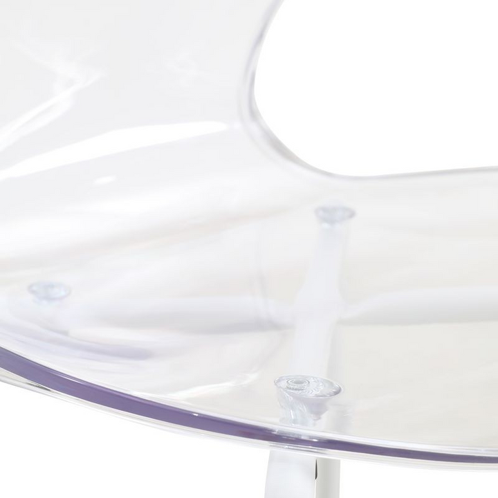 LeisureMod Modern Oyster Transparent Side Chair in White Base Set of 2 Clear Closeup.
