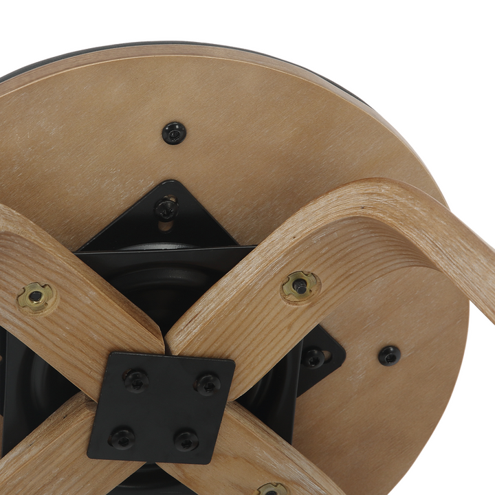 LeisureMod Wooden Counter Stool Pelya Collection Modern Style Washed Walnut Color in Black Bottom.