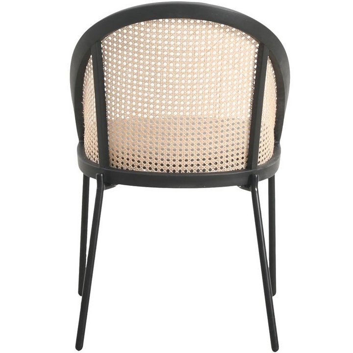LeisureMod Urbane Collection Modern Dining Chair with Wicker Back in Charcoal Back View.