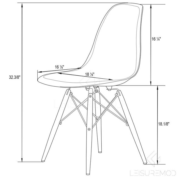 LeisureMod Dover Plastic Molded Dining Side Chair Clear Dimensions.