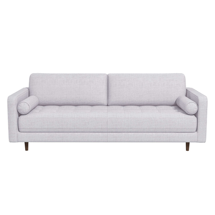 Anthony Light Grey Pillow Back Fabric Sofa Front View.