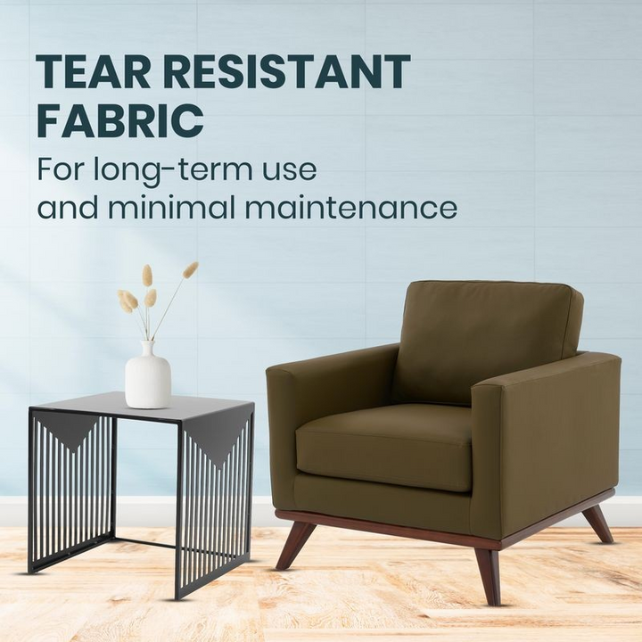 LeisureMod Chester Modern Faux Leather Accent Armchair in Green Leather Information of Resistance.