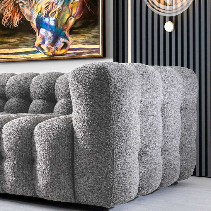 Eden Modern Tufted Chesterfield Boucle Fabric Sofa (Gray) Zomed Material