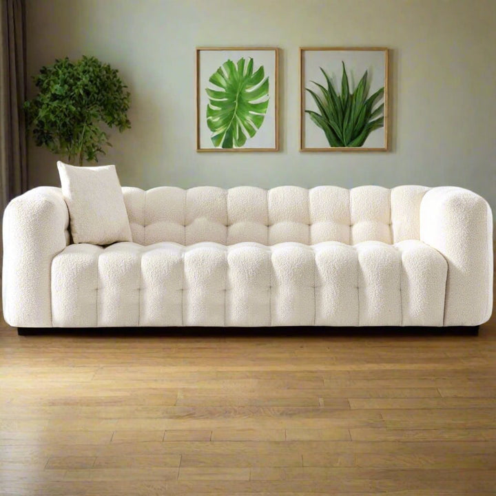 Eden Modern Tufted Chesterfield Boucle Fabric Sofa Front View