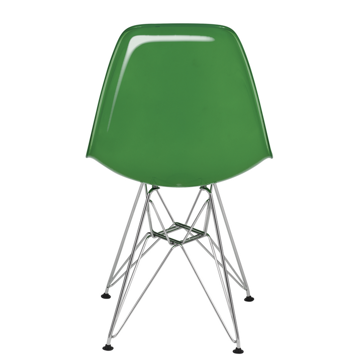 LeisureMod Cresco Molded 2-Tone Eiffel Side Chair in White Green Back View.