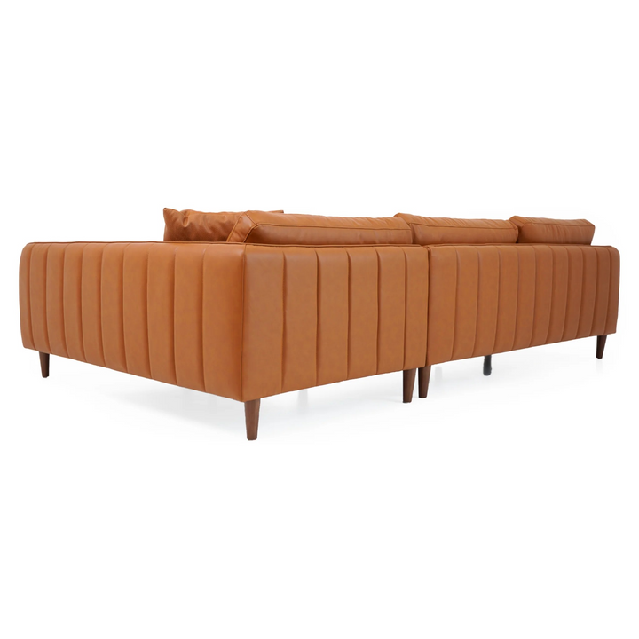 Cairo Sectional Right Sofa - Cognac Vegan Leather Back View