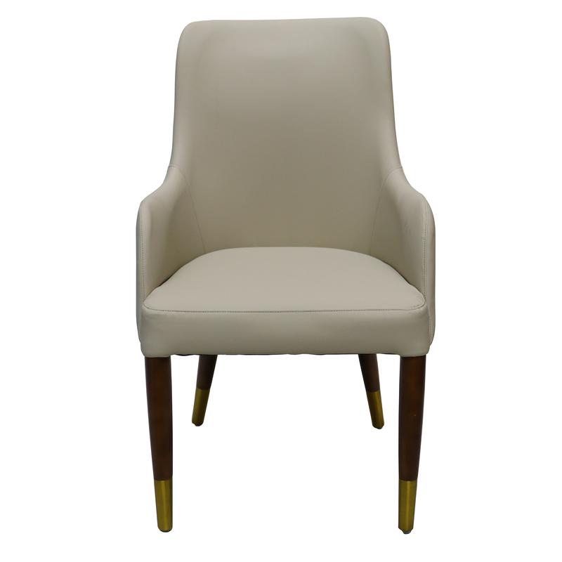Leisuremod Viva Collection Modern Wooden Dining Armchair in Taupe