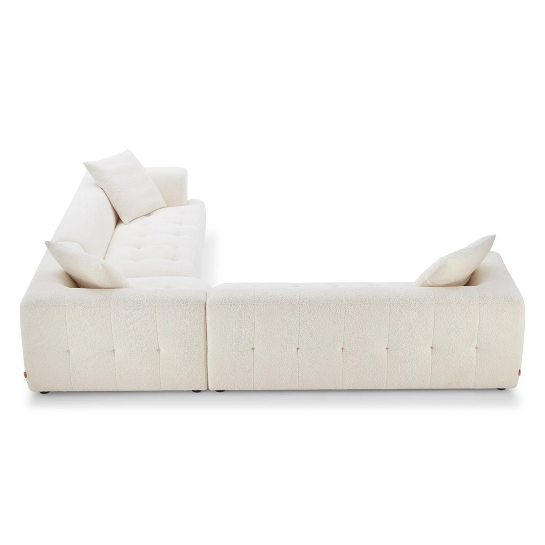 Kaynes Ivory Boucle Corner Sofa Back.