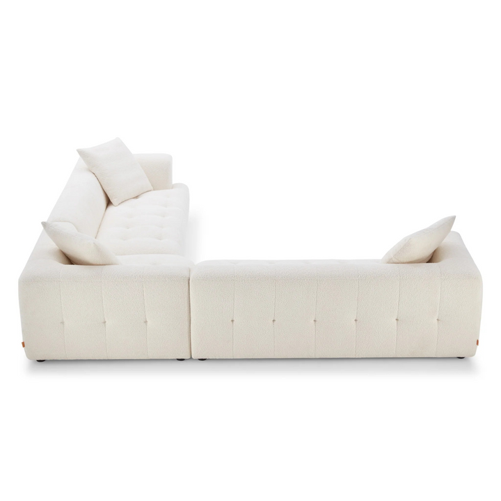 Kaynes Ivory Boucle Corner Sofa Back.