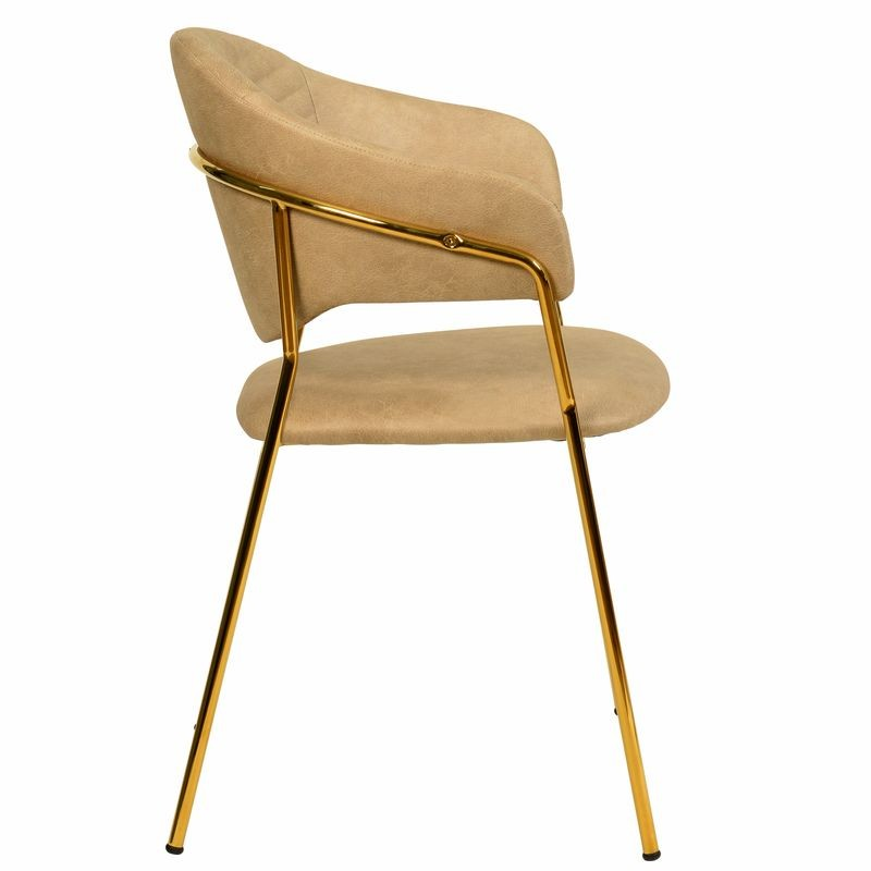 LeisureMod Bella Collection Modern Dining Chair in Toupe Side View.