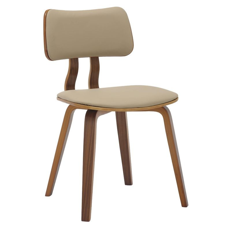 Modern Wooden Dining Chair with Walnut Color Frame in Light Brown in the Clivo Collection