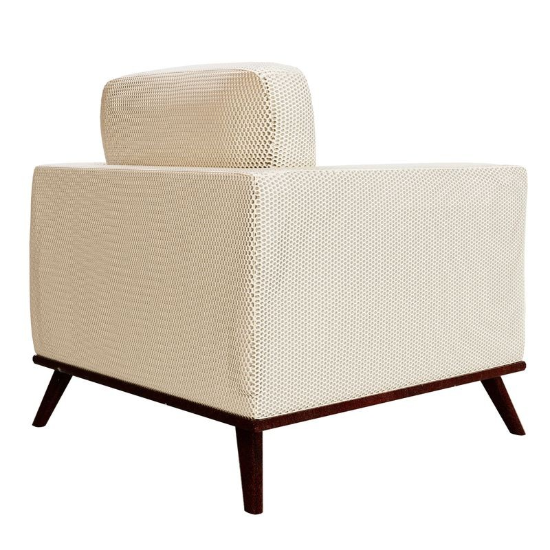 LeisureMod Chester Modern Faux Leather Accent Armchair in Beige Mesh Back.