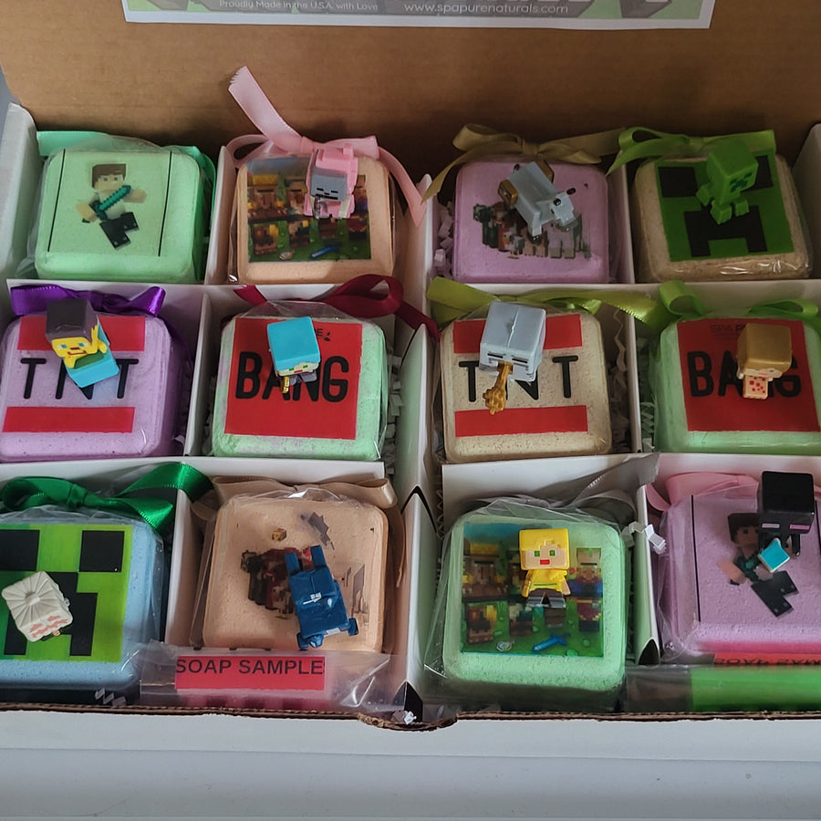 Bath Bombs for Kids with Minecraft Toys Inside (12 Count) Pack of 1
