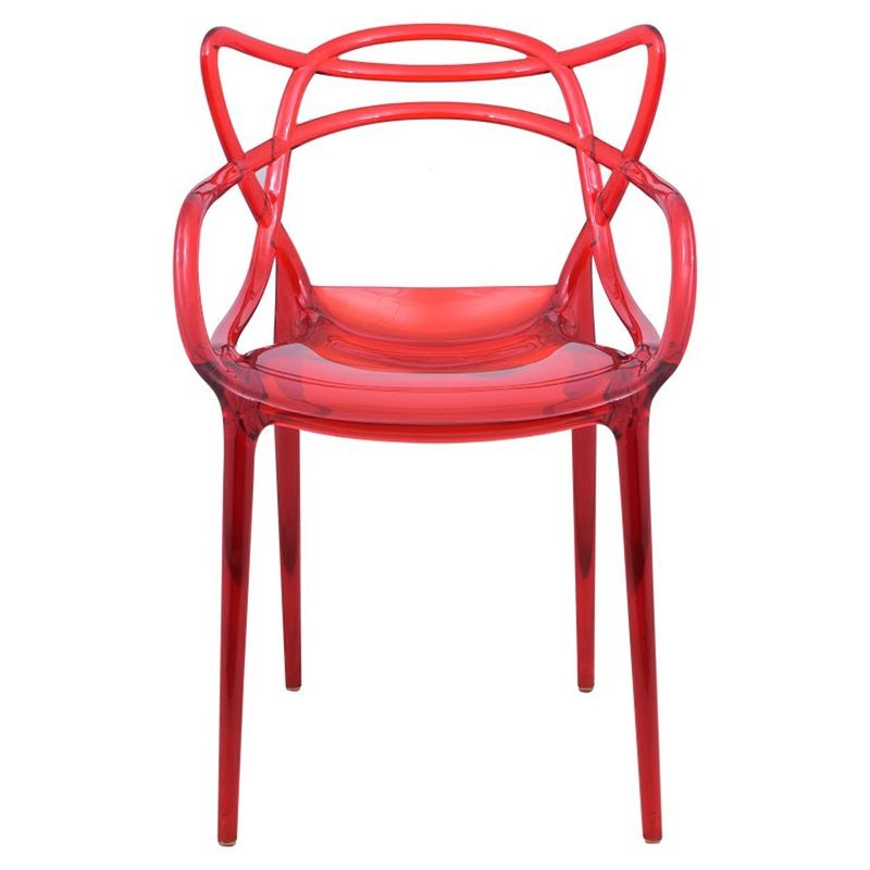 LeisureMod Milan Modern Wire Design Chair Red Front View.