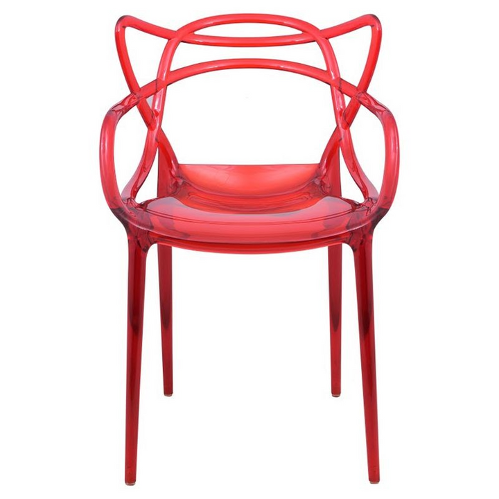 LeisureMod Milan Modern Wire Design Chair Red Front View.