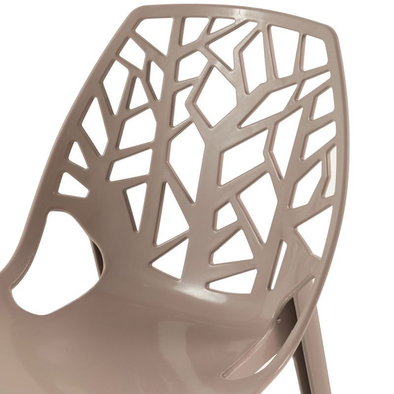 LeisureMod Modern Cornelia Dining Chair Solid Taupe Closeup.
