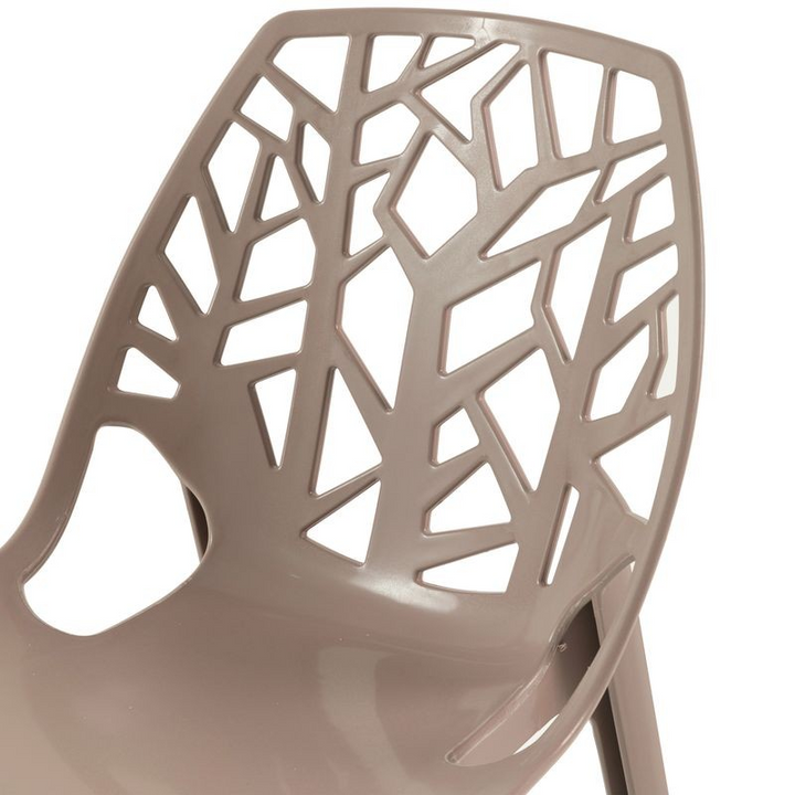 LeisureMod Modern Cornelia Dining Chair Solid Taupe Closeup.