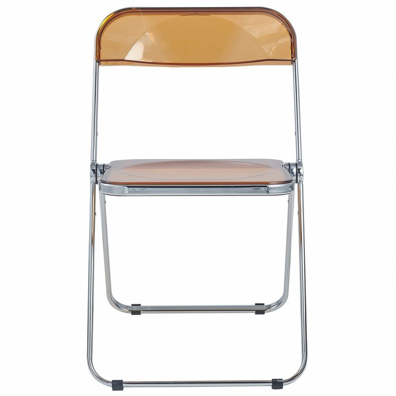 LeisureMod Lawrence Acrylic Folding Chair with Metal Frame Front View.