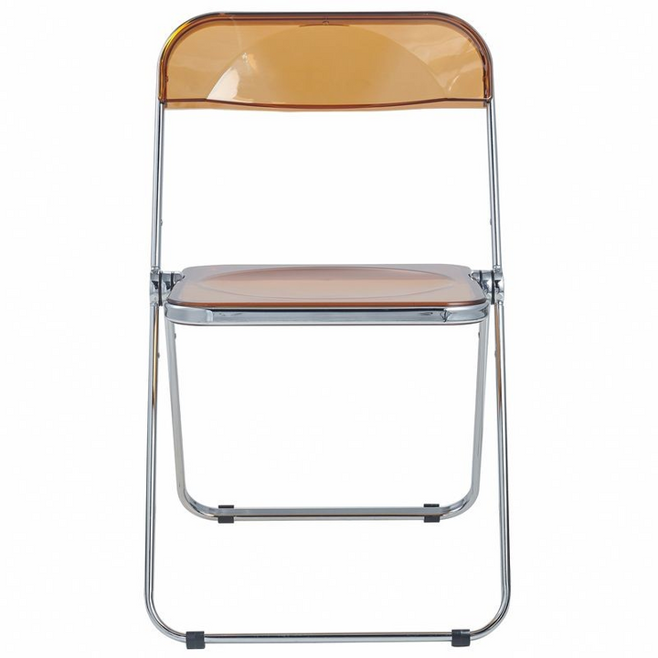 LeisureMod Lawrence Acrylic Folding Chair with Metal Frame Front View.