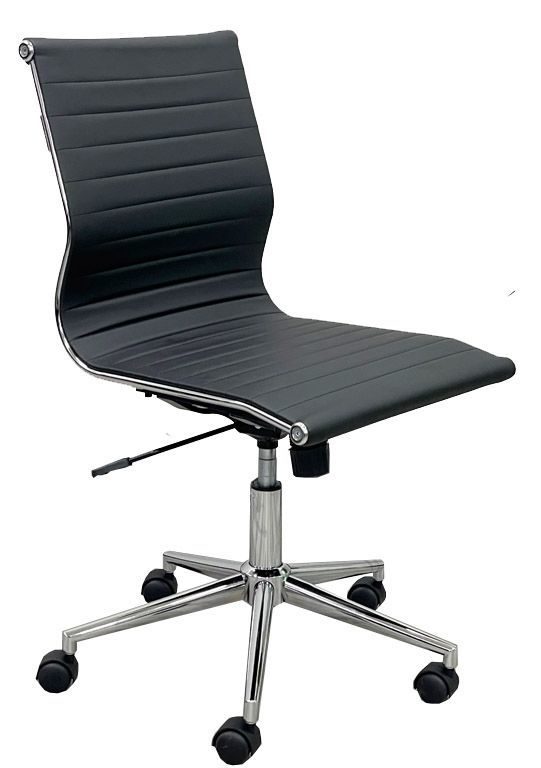 Modern Classic Armless Office Chair in Black Leather